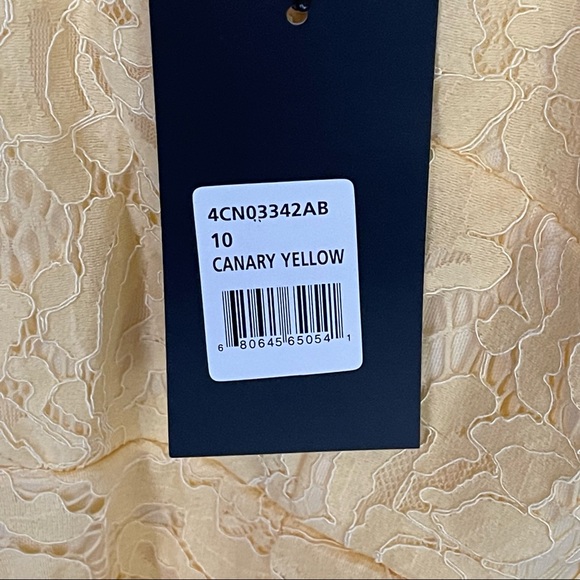 ABS Collection Allen Schwartz Canary Yellow Lace A Line Dress NWT - Picture 8 of 11